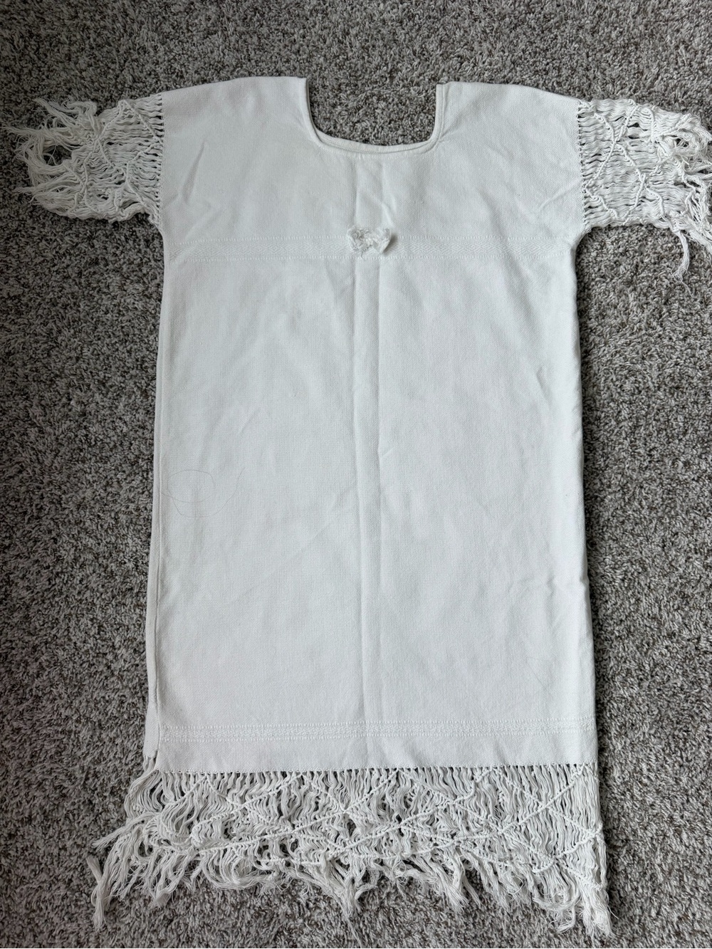 White Fringed Tunic Dress